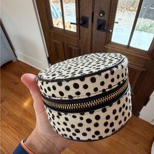 Black and White Polka Dot Round Jewelry Case